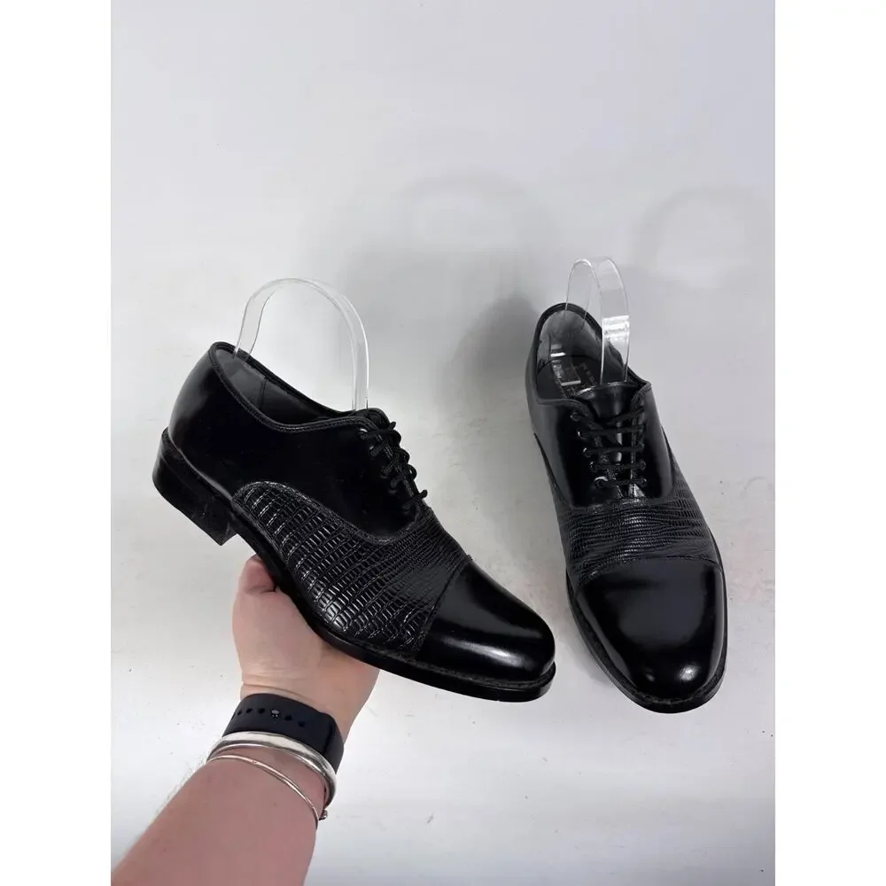 Stuart McGuire Neolite Dress Shoes Men's 9 Black Patent Leather Lace-Up Low Top